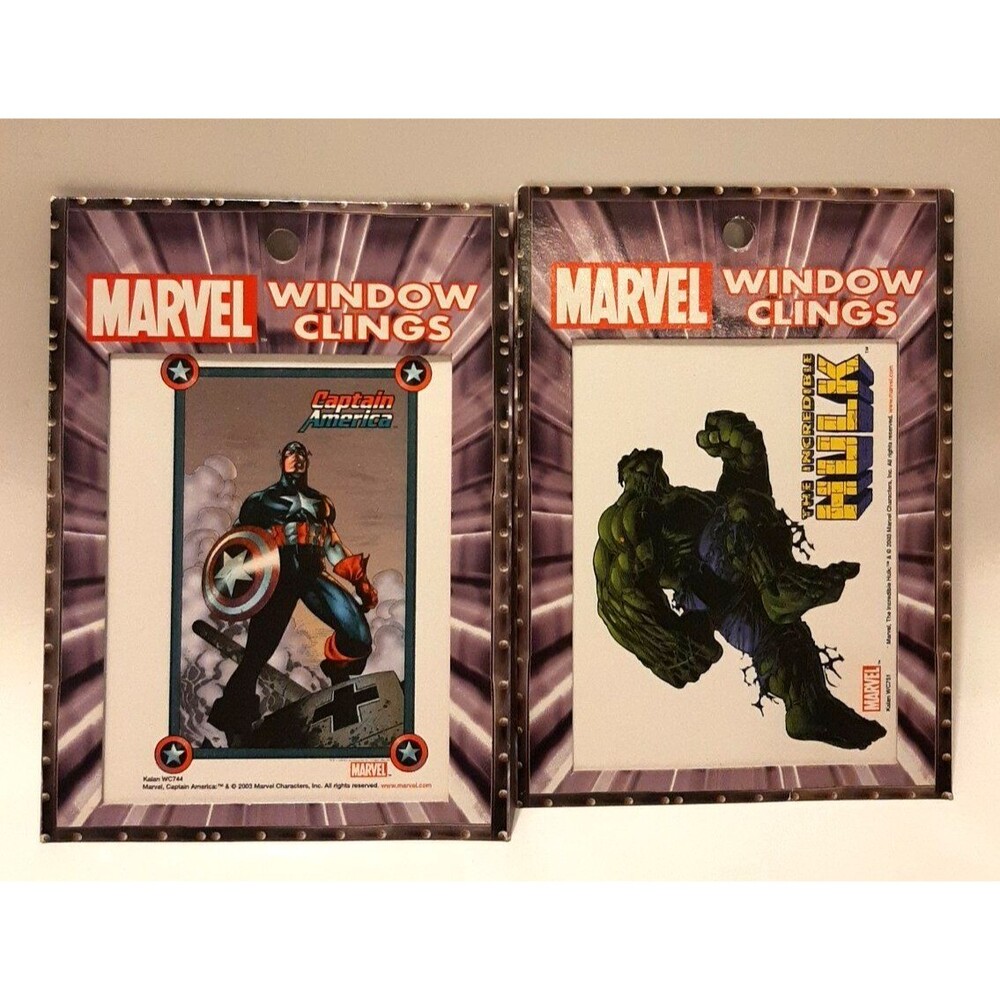 New 2003 Marvel Kalan Window Clings Decal Captain America Hulk Avengers MCU Gift